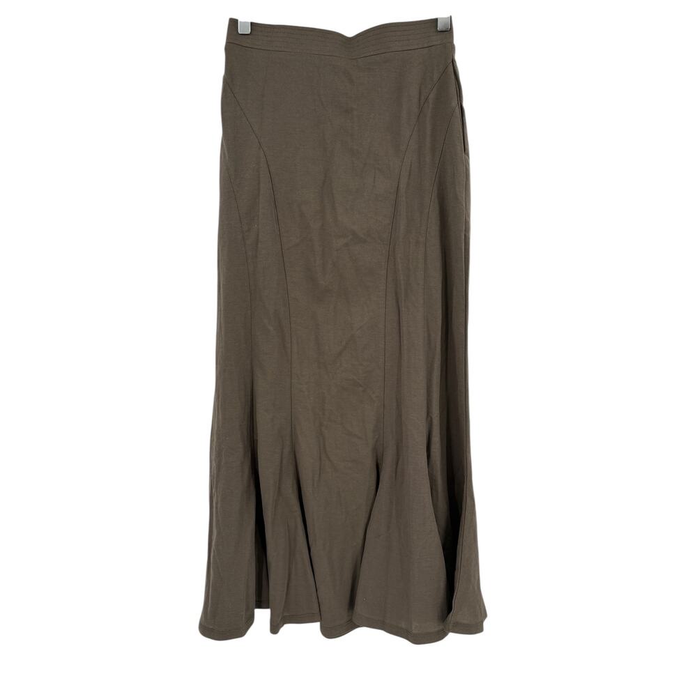 OGL Skirt Size XS Cotton Linen Wrinkle-resistant Pull-on Midi Skirt Wenge Brown - Picture 7 of 12